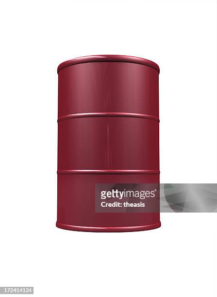 barril de petróleo vermelho sobre fundo branco - lata de óleo imagens e fotografias de stock