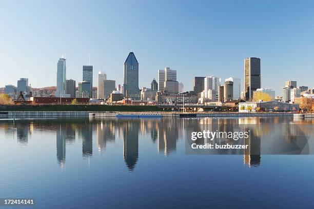 cityscape reflection of montreal city - montréal stockfoto's en -beelden