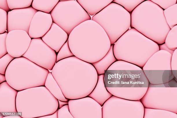 beautiful pastel pink crushed soft 3d circles, spheres, bubbles, drops. futuristic gentle background. abstract pattern, composition, design element. - compact stock pictures, royalty-free photos & images