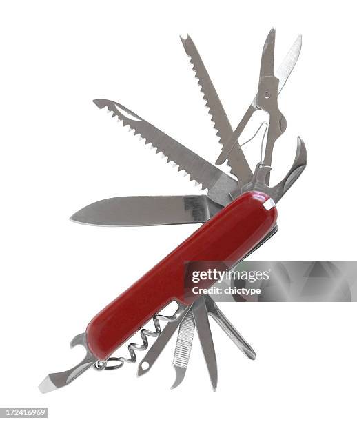 coltello da tasca svizzera - coltellino svizzero foto e immagini stock