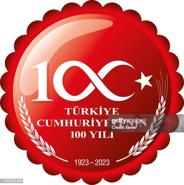 stockillustraties, clipart, cartoons en iconen met celebrations of the 100th anniversary of the republic of türkiye. 29 october. 1923 - 2023, republic day. - 100th anniversary