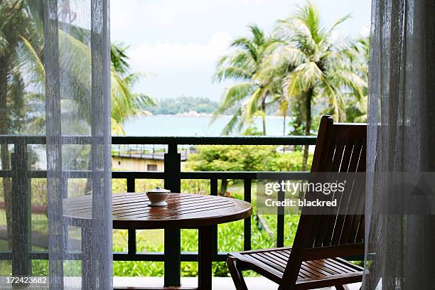 holiday resort - balcony view stockfoto's en -beelden