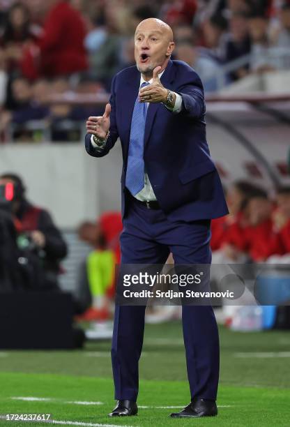 Head coach Marco Rossi of Hungary reacts during the UEFA EURO 2024 European qualifier match between Hungary and Serbia at Puskas Arena on October 14,...