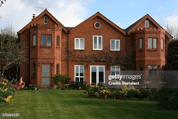 english country house bed and breakfast with garden - back door stock pictures, royalty-free photos & images