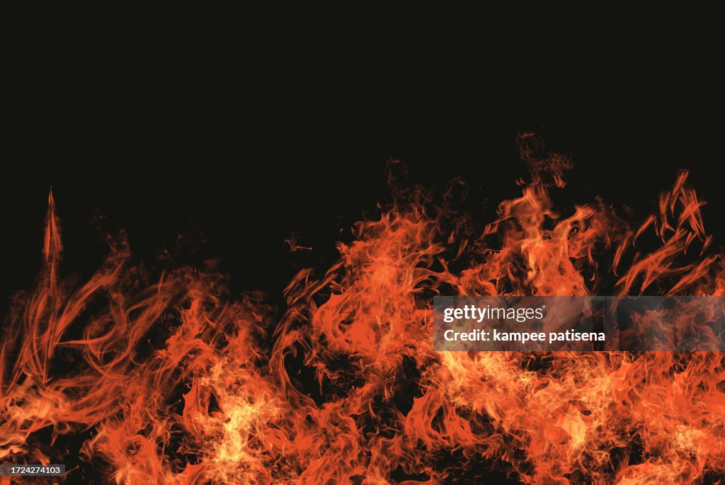 Flames close up on a black background