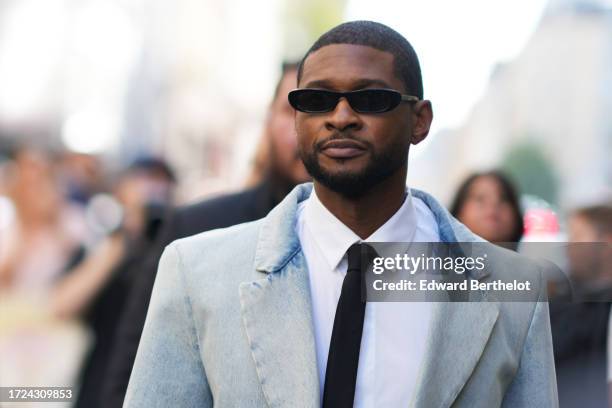 Usher is seen, outside Valentino during the Womenswear Spring/Summer 2024 as part of Paris Fashion Week on October 01, 2023 in Paris, France.