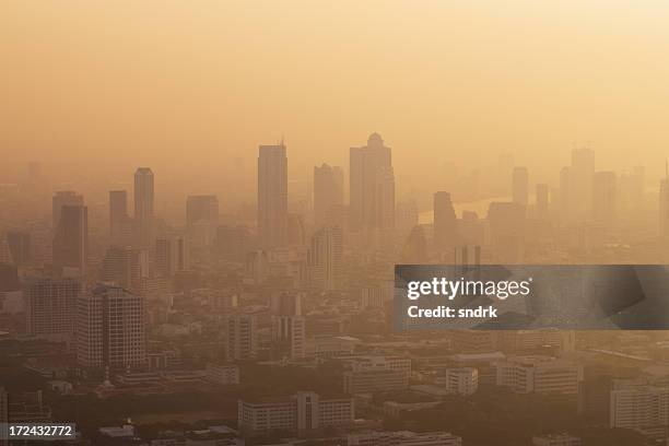 hazy morning atmosphere in bangkok - air pollution stock pictures, royalty-free photos & images