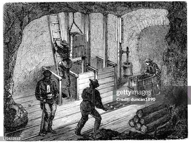 miners - copper mine stock illustrations