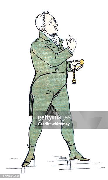 regency style mann, ein blick in die zeit und heranlocken - taschenuhr stock-grafiken, -clipart, -cartoons und -symbole