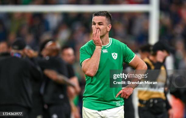 Paris , France - 14 October 2023; Jonathan Sexton of Ireland after his side's defeat in the 2023 Rugby World Cup quarter-final match between Ireland...