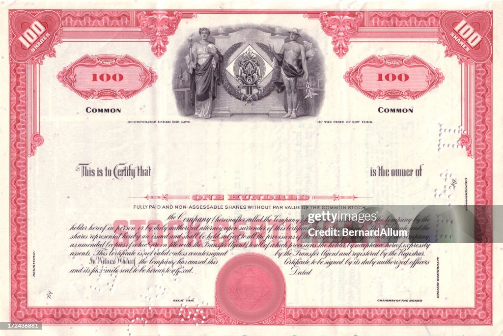 Vintage Red Share Certificate