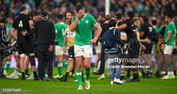 Paris , France - 14 October 2023; Jonathan Sexton of Ireland after his side's defeat in the 2023 Rugby World Cup quarter-final match between Ireland...