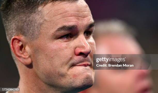 Paris , France - 14 October 2023; Jonathan Sexton of Ireland after his side's defeat in the 2023 Rugby World Cup quarter-final match between Ireland...