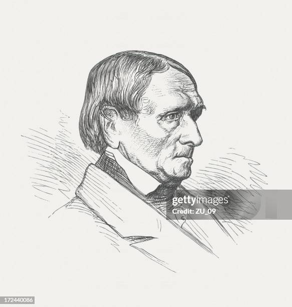 peter von cornelius (1783-1867), german painter, wood engraving, published 1882 - interior designer portrait stock illustrations