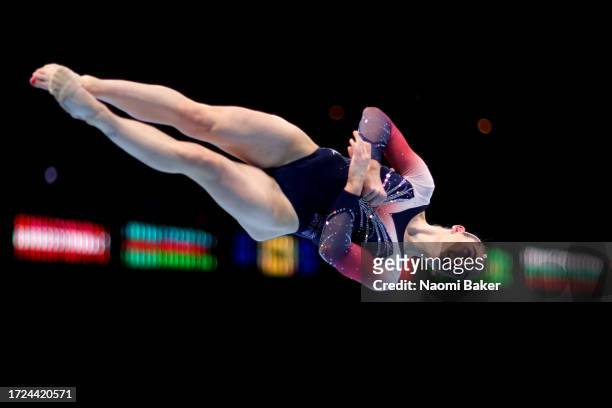 Alice Kinsella of Team Great Britain competes on Floor Excerise during the Women's Apparatus Finals on Day Nine of the 2023 Artistic Gymnastics World...