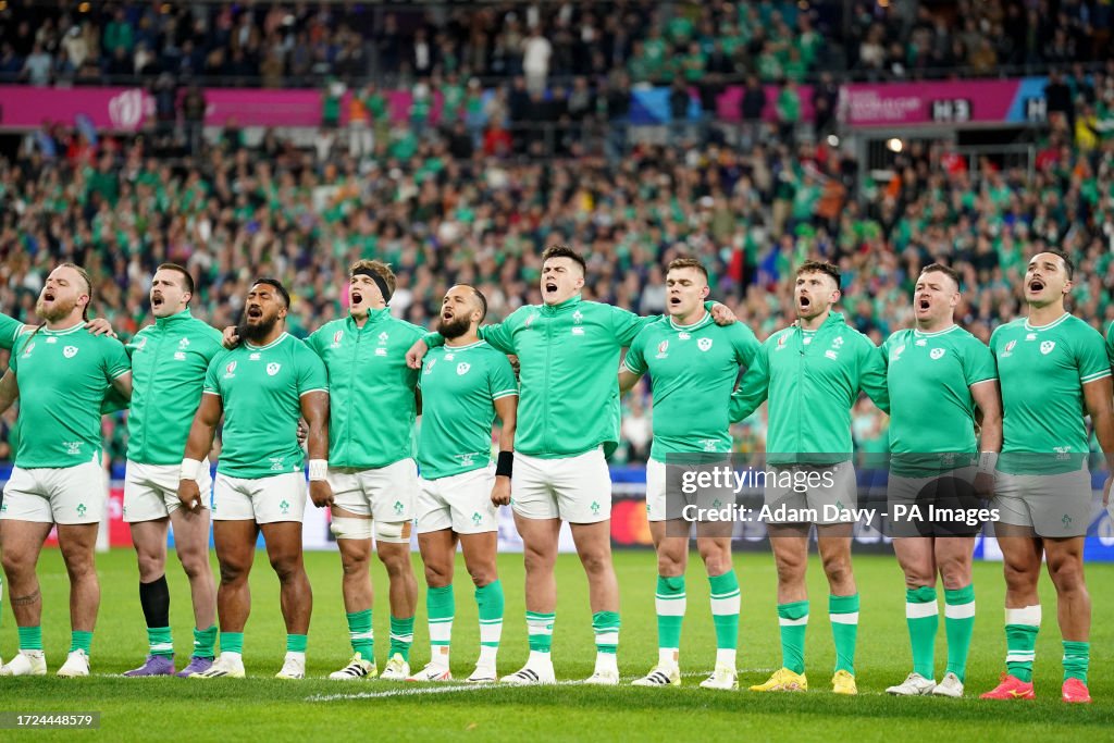 Ireland Rugby Dates Ireland line up prior to the Rugby World Cup 2023 quarter final match ...