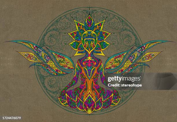 warrior buddha - aztec stock illustrations