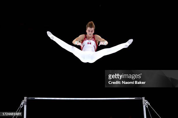 Felix Dolci of Canada performs his routine in the Men's horizontal bar final during Day Nine of the 2023 Artistic Gymnastics World Championships on...