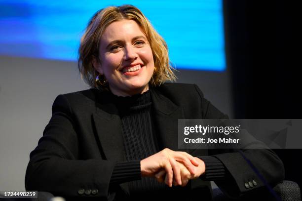 Greta Gerwig during the Greta Gerwig Screen Talk at the 67th BFI London Film Festival at the BFI Southbank on October 08, 2023 in London, England.