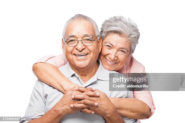 glücklich und liebevoll altes paar - romantic couple on white background stock-fotos und bilder