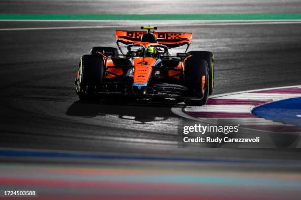 Lando Norris of Great Britain driving the McLaren MCL60 Mercedes on track during the F1 Grand Prix of Qatar at Lusail International Circuit on...