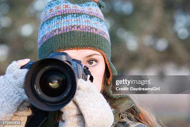 female photographer - telephoto lens stock pictures, royalty-free photos & images