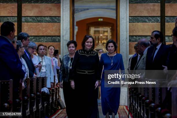 The writer Clara Sanchez during her act of admission to the RAE, at the headquarters of the Royal Spanish Academy, on October 8 in Madrid, Spain. The...