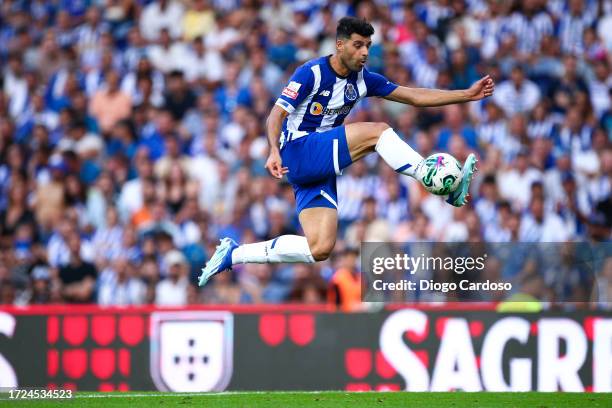 Mehdi Taremi of FC Porto controls the ball during the Liga Portugal Bwin match between FC Porto and Portimonense SC at Estadio do Dragao on October...