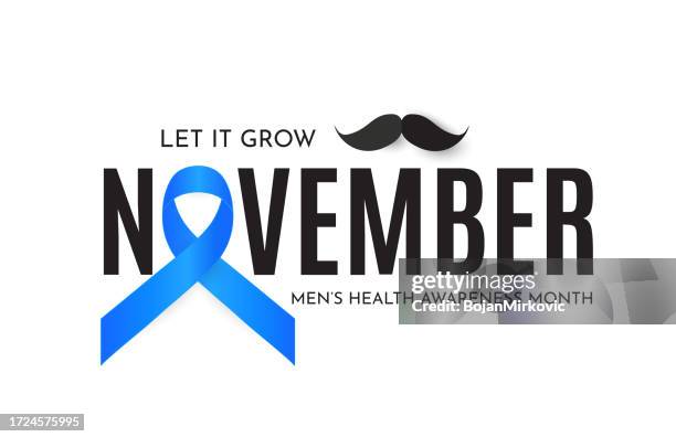 illustrations, cliparts, dessins animés et icônes de novembre, affiche du mois de la sensibilisation à la santé des hommes, novembre. vecteur - ruban mercerie