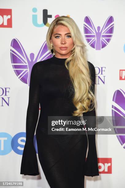 Paige Turley arrives at the Pride Of Britain Awards 2023 at Grosvenor House on October 08, 2023 in London, England.