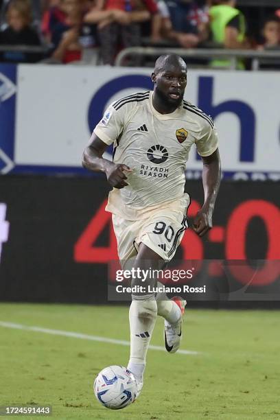 Roma player Romelu Lukaku during the Serie A TIM match between Cagliari Calcio and AS Roma at Sardegna Arena on October 08, 2023 in Cagliari, Italy.