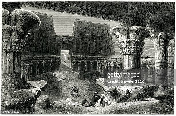 inside the temple of karnak, egypt - temples of karnak stock illustrations