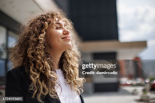 Businesswoman relaxing outdoor Businesswoman relaxing outdoor