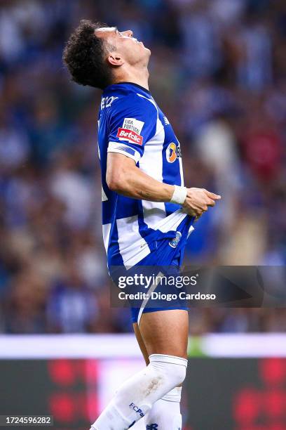 Pepe of FC Porto looks dejected during the Liga Portugal Bwin match between FC Porto and Portimonense SC at Estadio do Dragao on October 08, 2023 in...