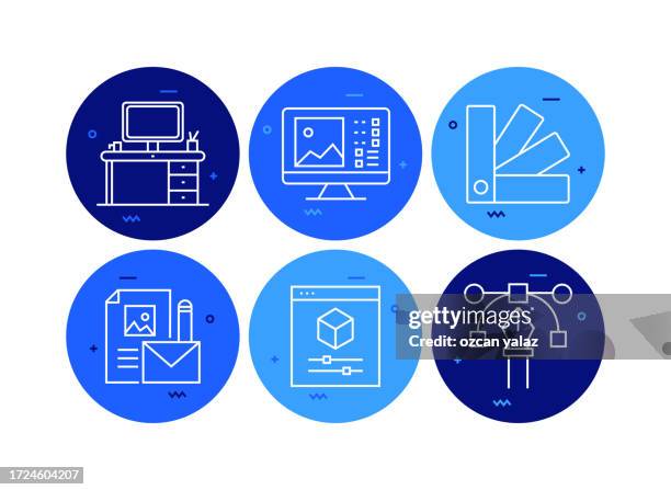 design thinking related vector banner design concept. global multi-sphere ready-to-use template. web banner, website header, magazine, mobile application etc. modern design. - design thinking workshop stock illustrations