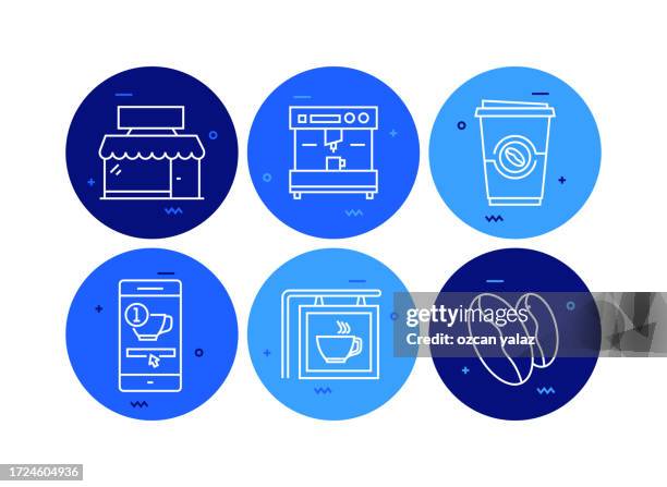 coffee and tea related vector banner design concept. global multi-sphere ready-to-use template. web banner, website header, magazine, mobile application etc. modern design. - outside cafe stock illustrations
