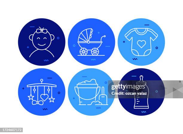 baby related vector banner design concept. global multi-sphere ready-to-use template. web banner, website header, magazine, mobile application etc. modern design. - baby milk bottle stock illustrations