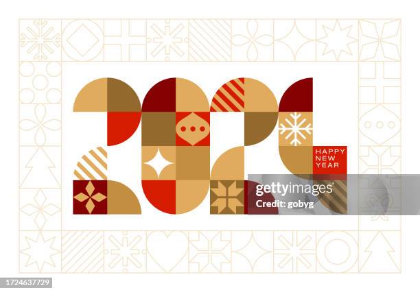 neujahrsgrußkarte 2024 - christmas cash stock-grafiken, -clipart, -cartoons und -symbole