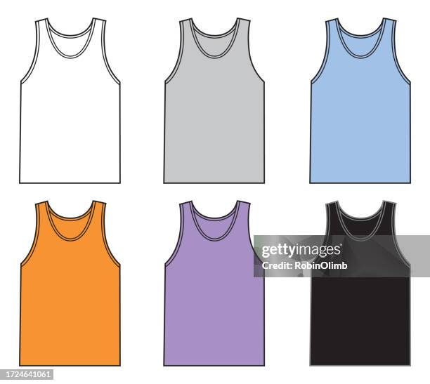 ilustraciones, imágenes clip art, dibujos animados e iconos de stock de seis camisetas sin mangas - camiseta de tirantes