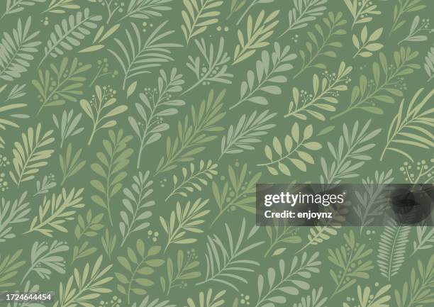 seamless green christmas plants background wallpaper - summer christmas stock illustrations