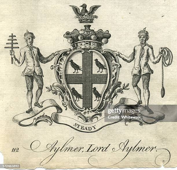 coat of arms lord aylmer 18th century - chough ireland stock illustrations