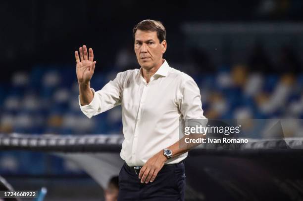 Rudi Garcia manager of SSC Napoli during the Serie A TIM match between SSC Napoli and ACF Fiorentina at Stadio Diego Armando Maradona on October 08,...