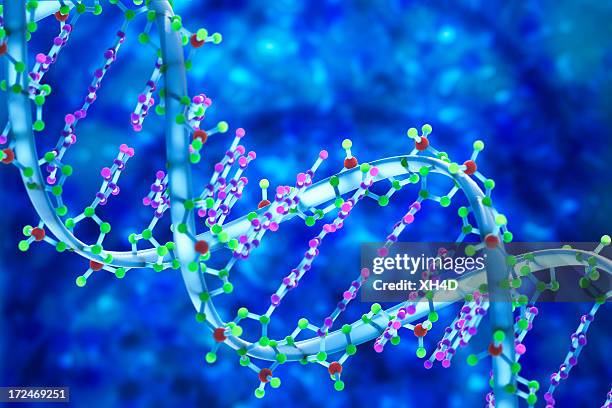 dna 3d biomedical illustration - helix stock-fotos und bilder