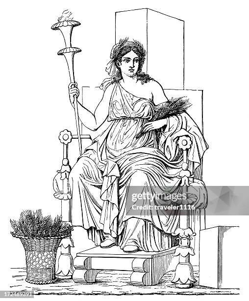 ceres - greek goddess stock illustrations