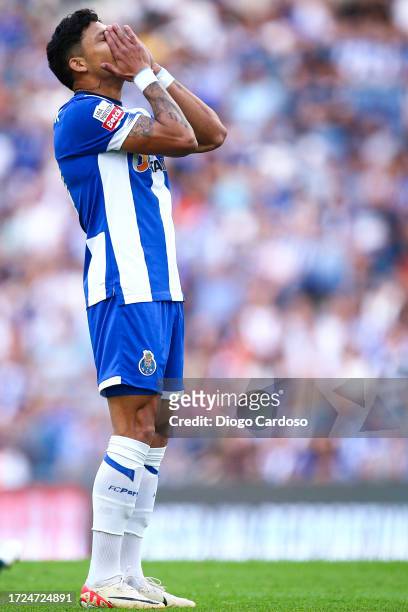 Evanilson of FC Porto looks dejected during the Liga Portugal Bwin match between FC Porto and Portimonense SC at Estadio do Dragao on October 08,...