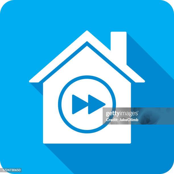 house fast forward icon silhouette - rewind stock illustrations