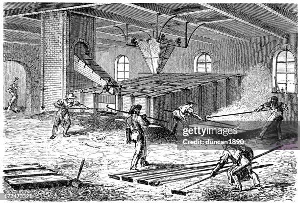flame furnace - steel industry stock illustrations