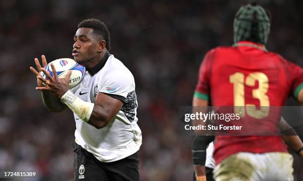 Fiji player Josua Tuisova in action during the Rugby World Cup France 2023 match between Fiji and Portugal at Stadium de Toulouse on October 08, 2023...