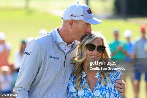 Tournament hosts Jim and Tabitha Furyk as seen during the trophy ceremony for the Constellation FURYK & FRIENDS presented by Circle K at Timuquana...