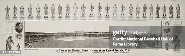 Panorama of the West Side Grounds with images Chicago Cubs players circa 1910 in Chicago, Illinois.